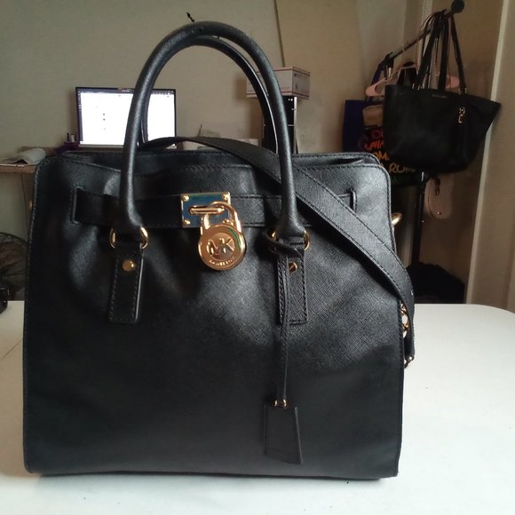 Michael Kors Handbags - COPY - Michael kors hamelton satchel black stifano leather large.